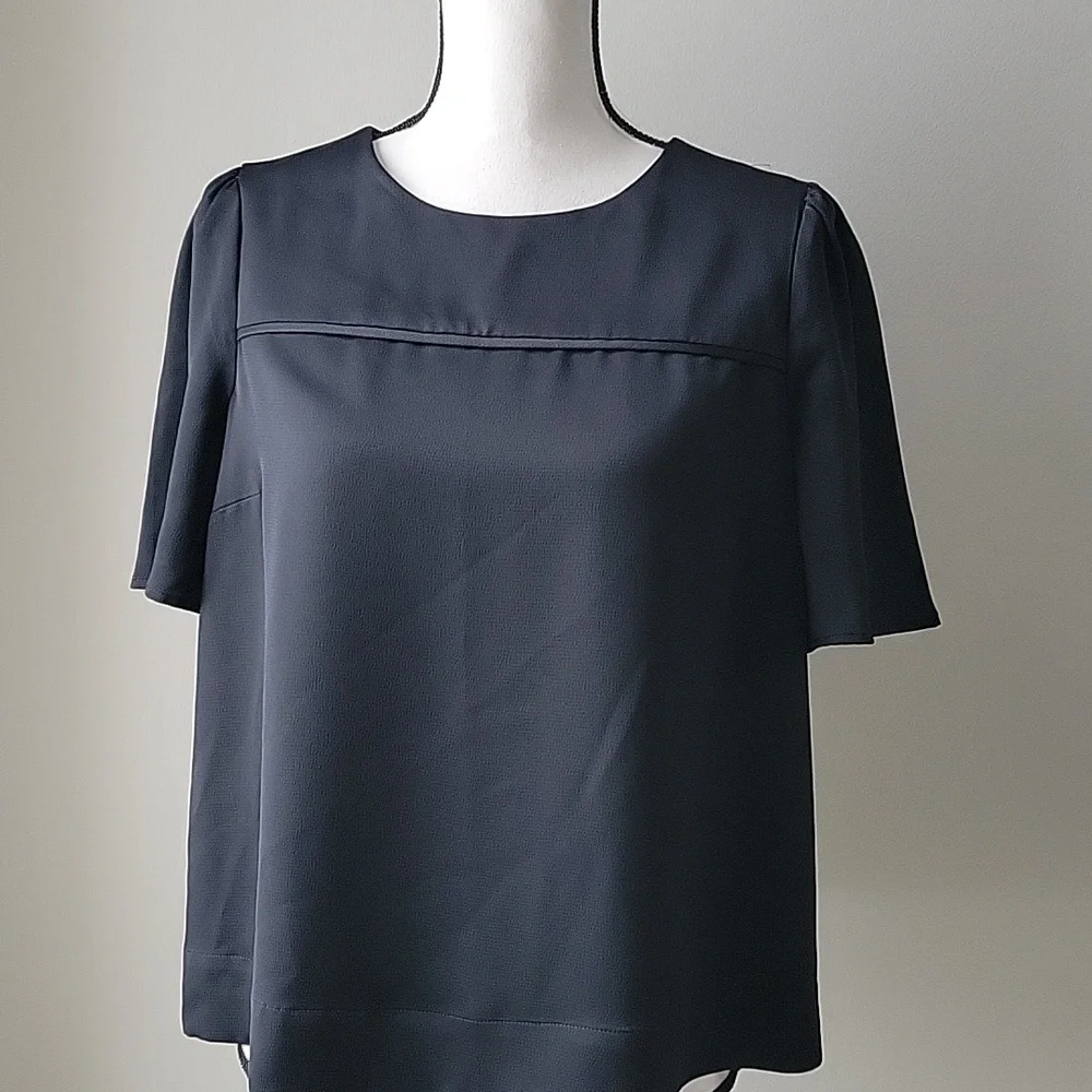 J. Crew 365 Hammered Black‎ Satin Short Sleeve Women Size 8
